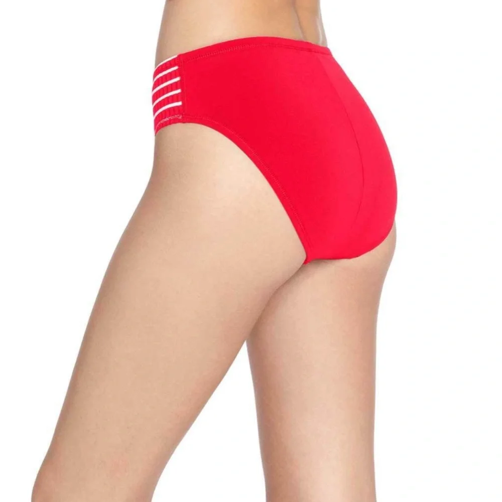 NEW $88 Robin Piccone Sailor High‎ Waist Bikini Bottoms Red [ Small ]